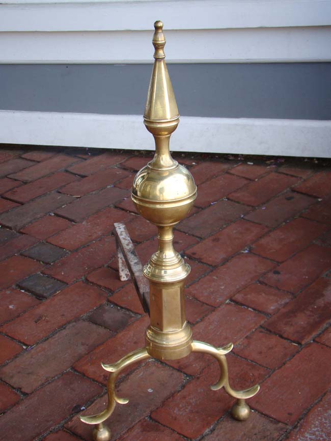 A good pair of Steeple top Brass Andirons from Boston circa 1800-1820 — image 2